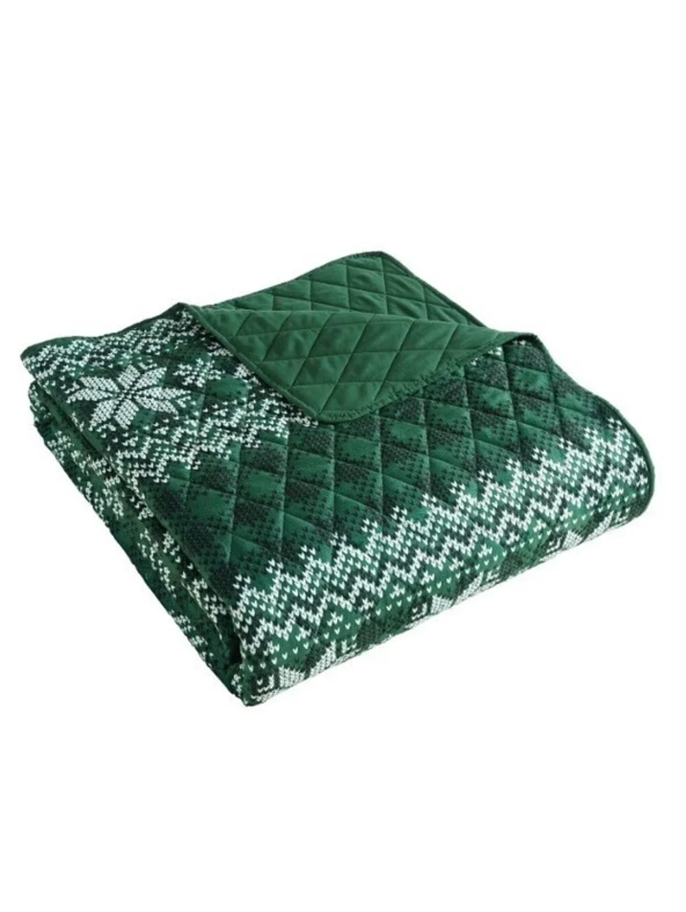 Lenox 3-Piece Quilt Set Snowflake Green KING SIZE